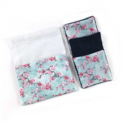 Pochette de rangement Fleurs du Japon pour lingettes lavables démaquillantes