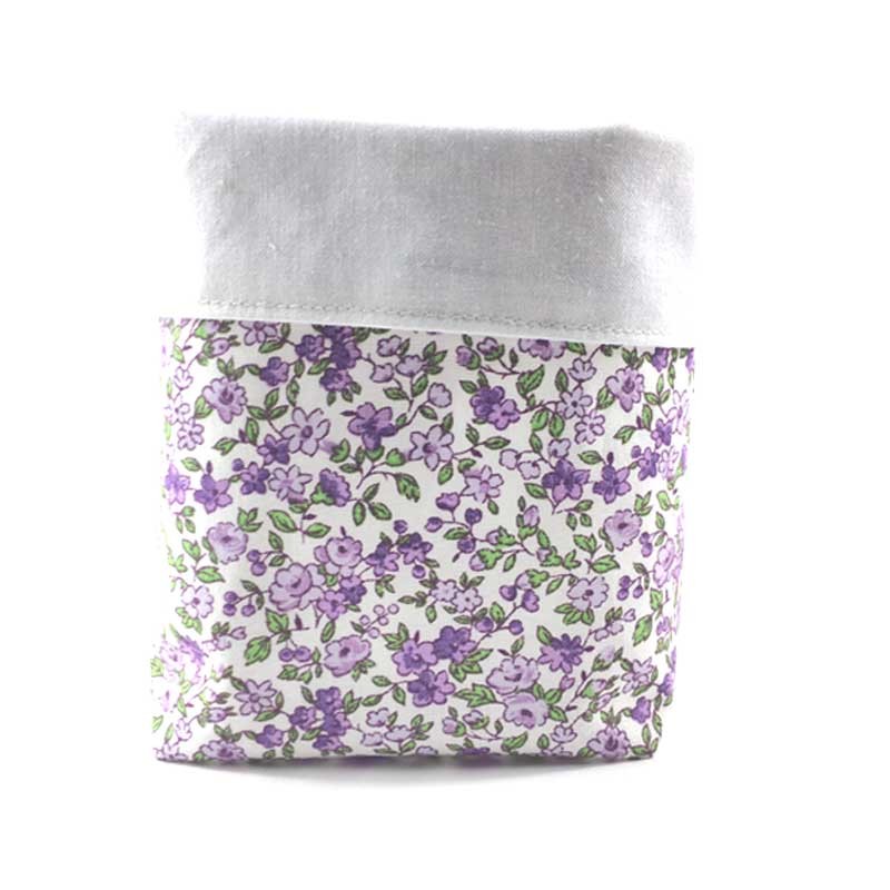 Pochon vide poche de rangement en tissus pour lingettes lavables fleurs violettes