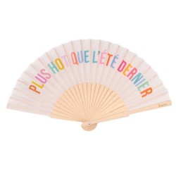 Eventail Plus Hot que l'été dernier sur fond gris/ beige
