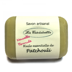 Savon base huile d'olive et huile de coco avec de l'huile essentielle de patchouli et du miel bio