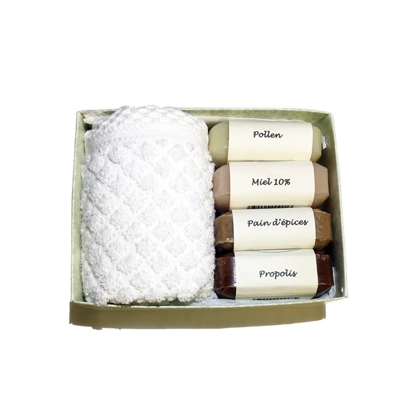 Coffret cadeau savons artisanaux de la ruche miel pollen pain d'épices propolis Coffret cadeau savons artisanaux de la ruche miel pollen pain d'épices propolis